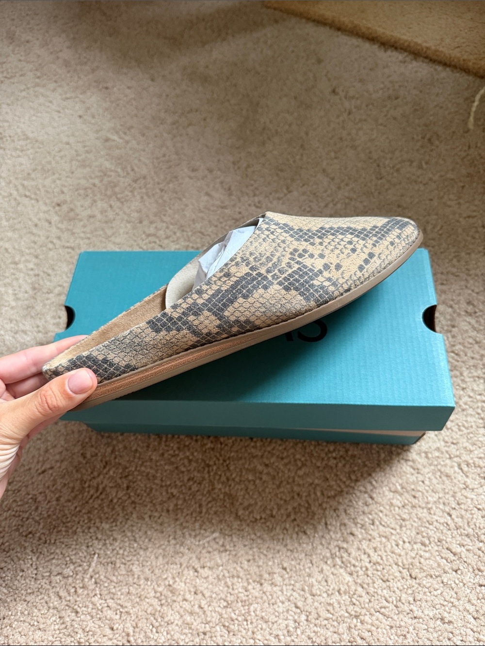 Tom’s Slip-On Snake Print Mule - Tan